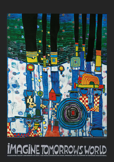 Föreställ dig morgondagens värld (blå version) av Friedensreich Hundertwasser